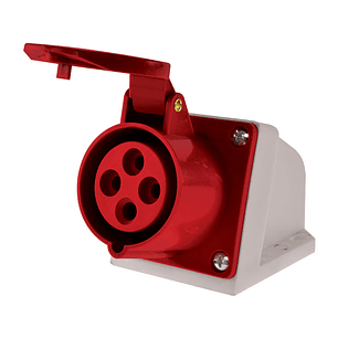 Enchufe de Pared Industrial Hembra Sobrepuesta Ip44, 16A, 380V, 3P+T
