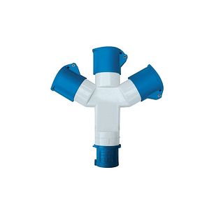 Derivación Para Enchufe de Pared Industrial Hembras Ip44. 16A. 220V 2P+T