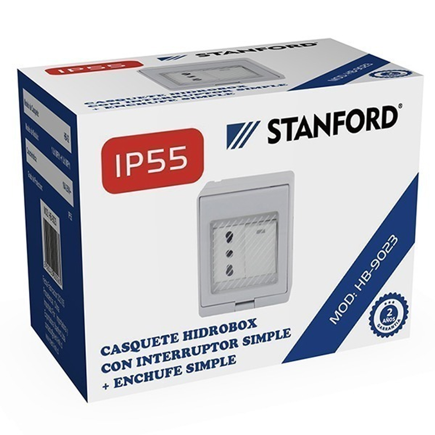 Hydrobox Embutido Con Enchufe de Pared Simple 10/16A Y Interruptor Eléctrico 9/12