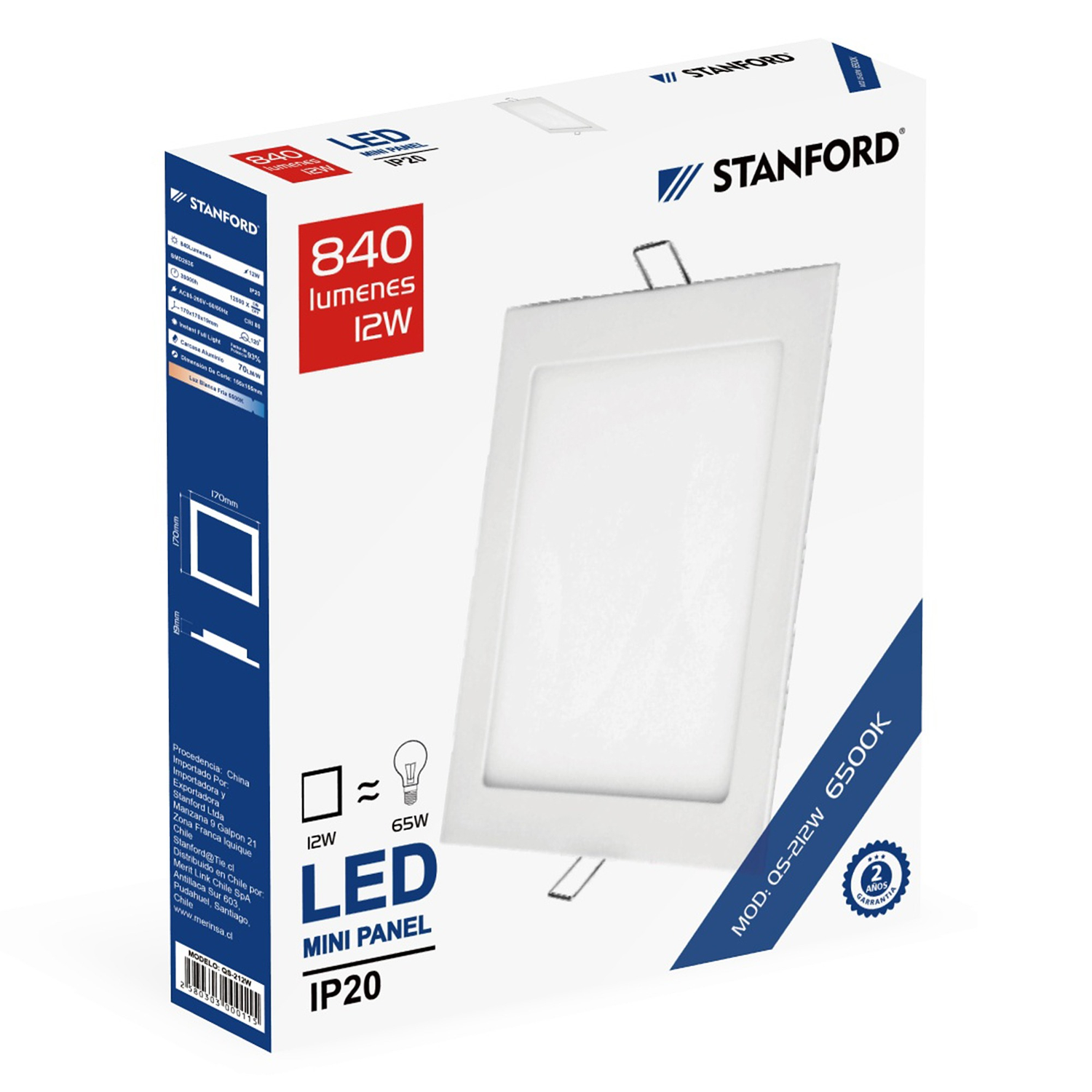 Panel led Embutido Cuadrado 18W Luz Fría 1