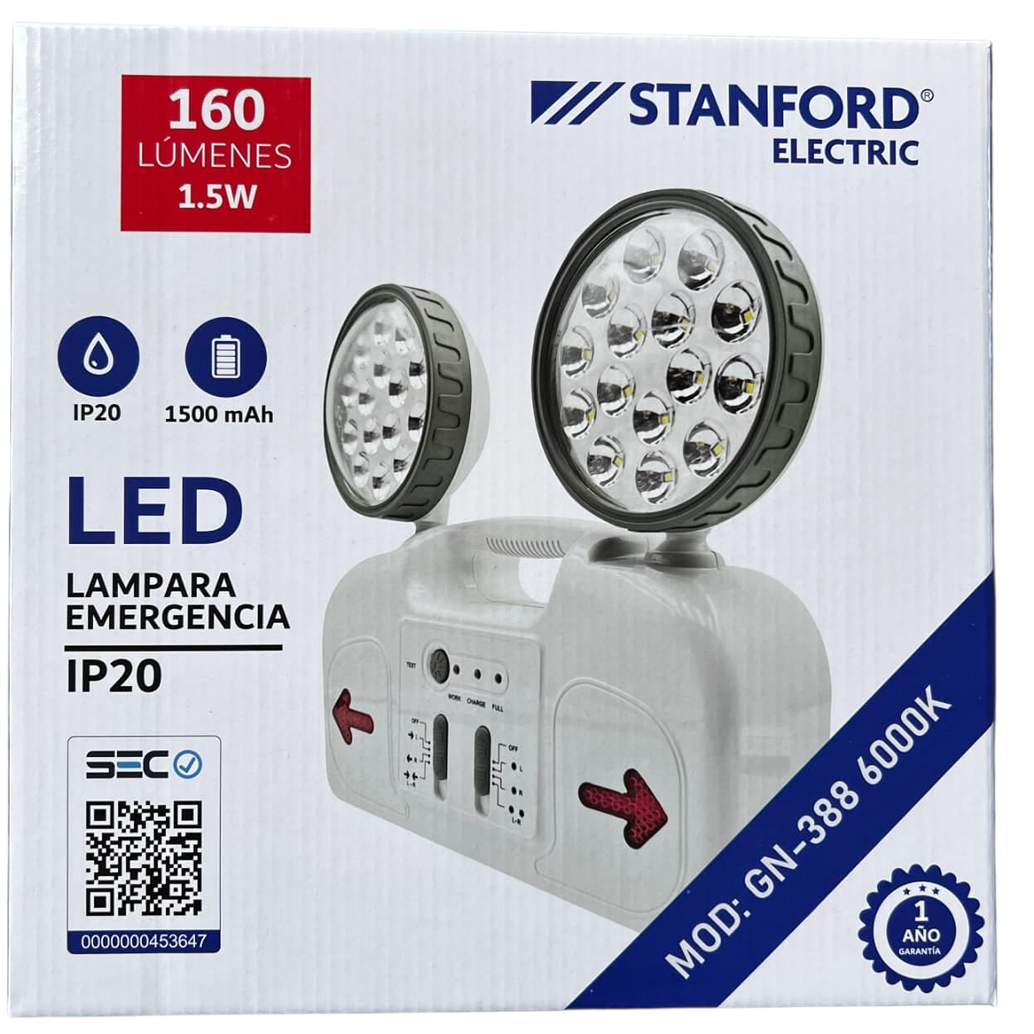 Lampara De Emergencia 2 Focos Led Stanford Certificado Sec 2