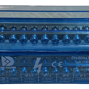 Barra Repartidora Bipolar 15polos 125 Amp. DEX