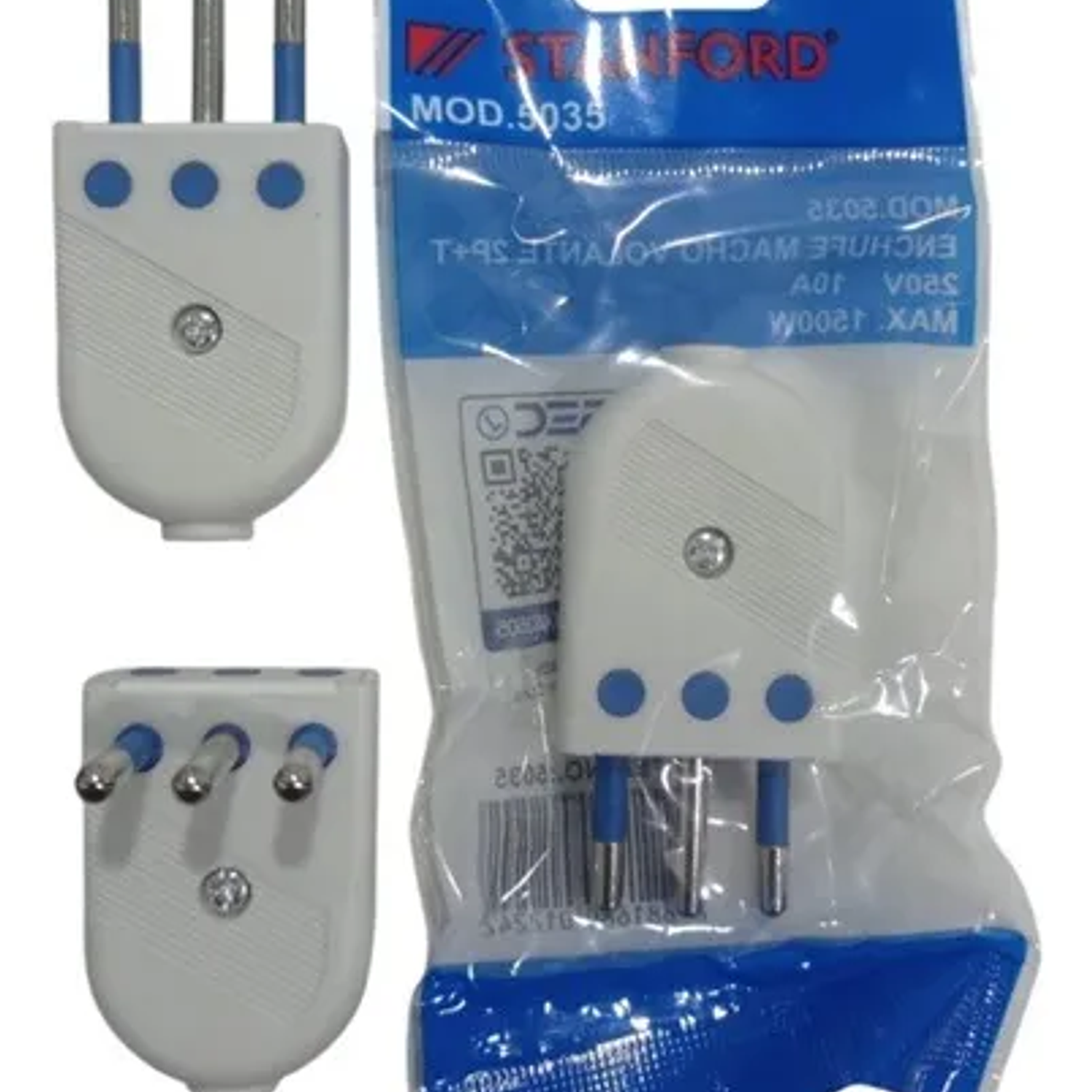 Tomacorriente Enchufe Macho Volante Convertible 2p+t 10a 250v Sec 1