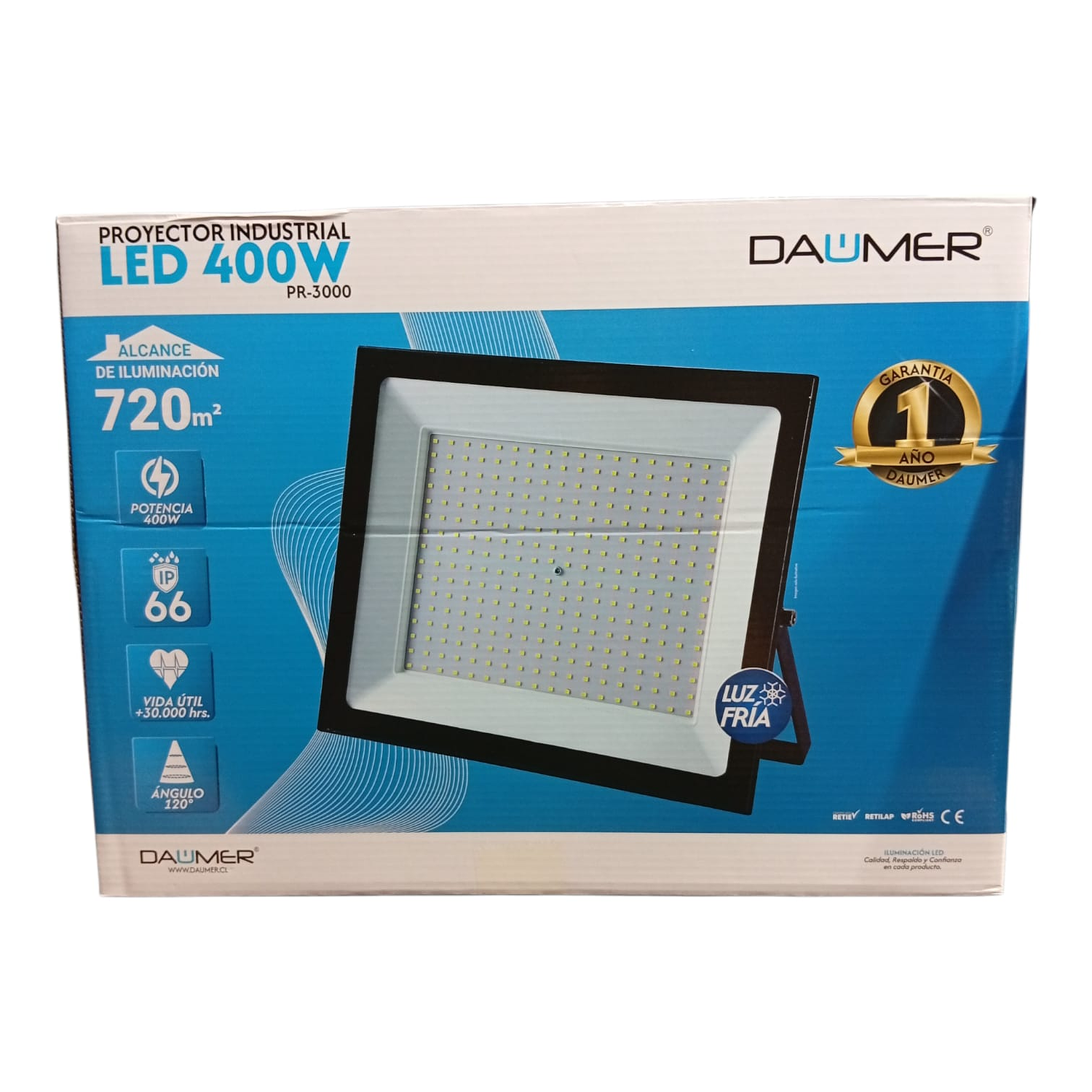 Foco Proyector De Área Led 400w Exterior Ip66 S.e.c Daumer 6
