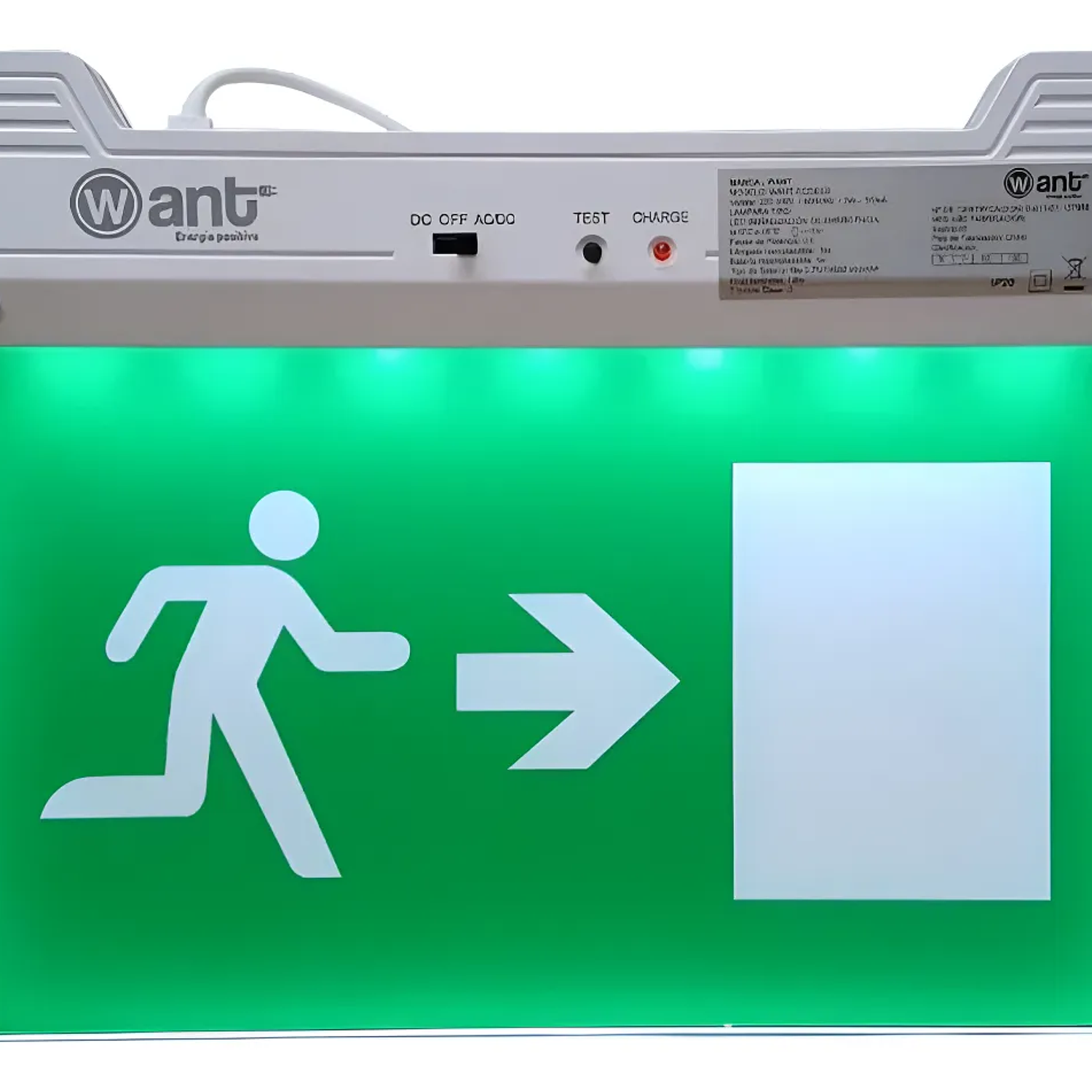 Señalética Salida Led Direccional Vía De Escape Blanco-verde 1