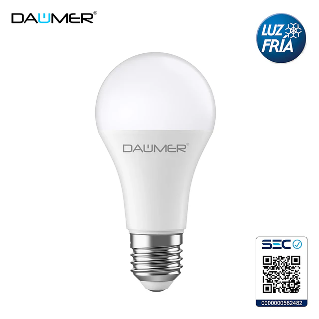 Ampolleta Led A65 Clásica 15w 6500k E27 Cert Sec Daumer