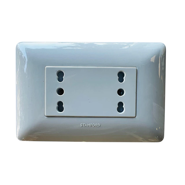 Tomacorriente Enchufe Doble Blanco Punteado 10/16a 220v Sec