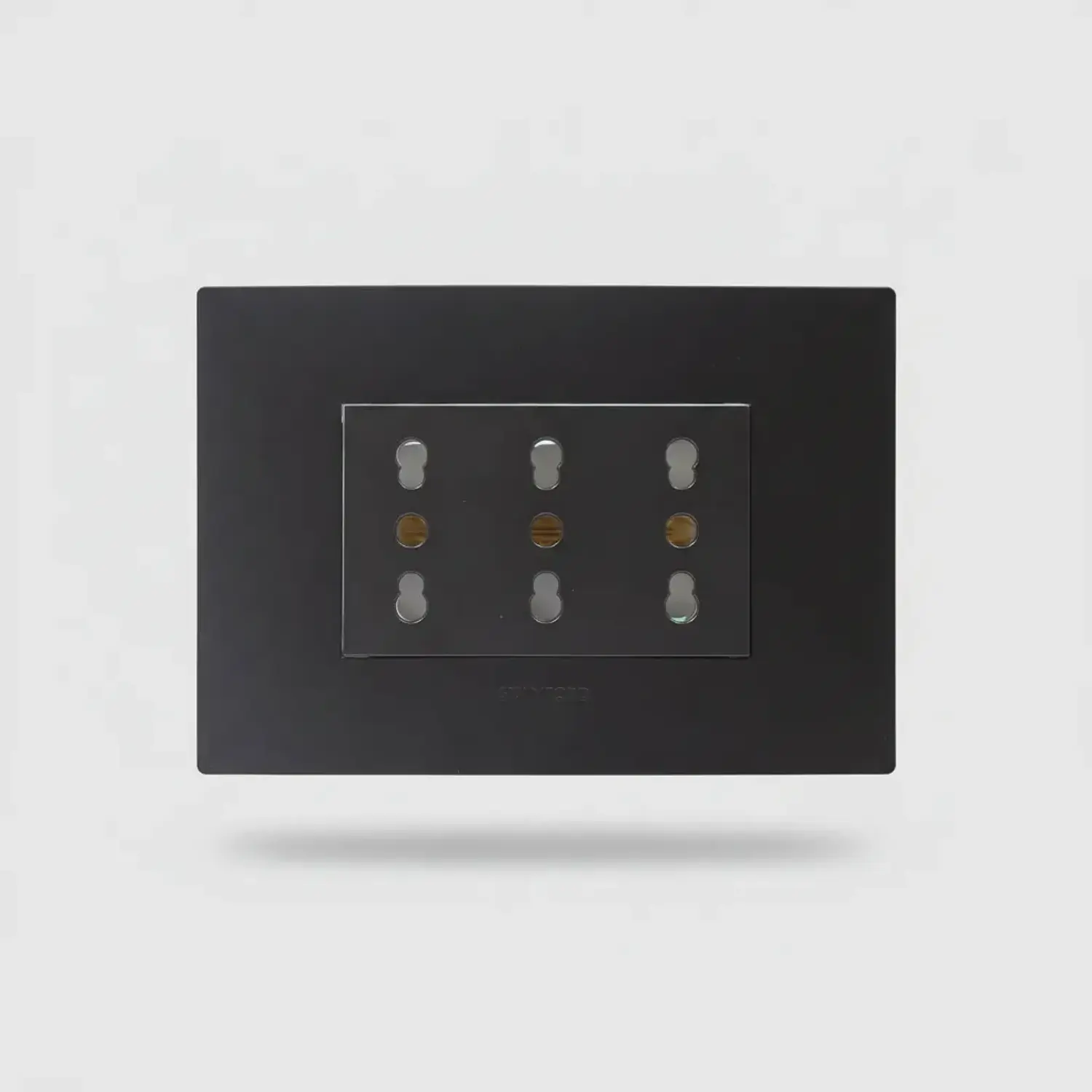 Tomacorriente Enchufe Triple Negro Grafito Puenteado 10/16a Sec 3