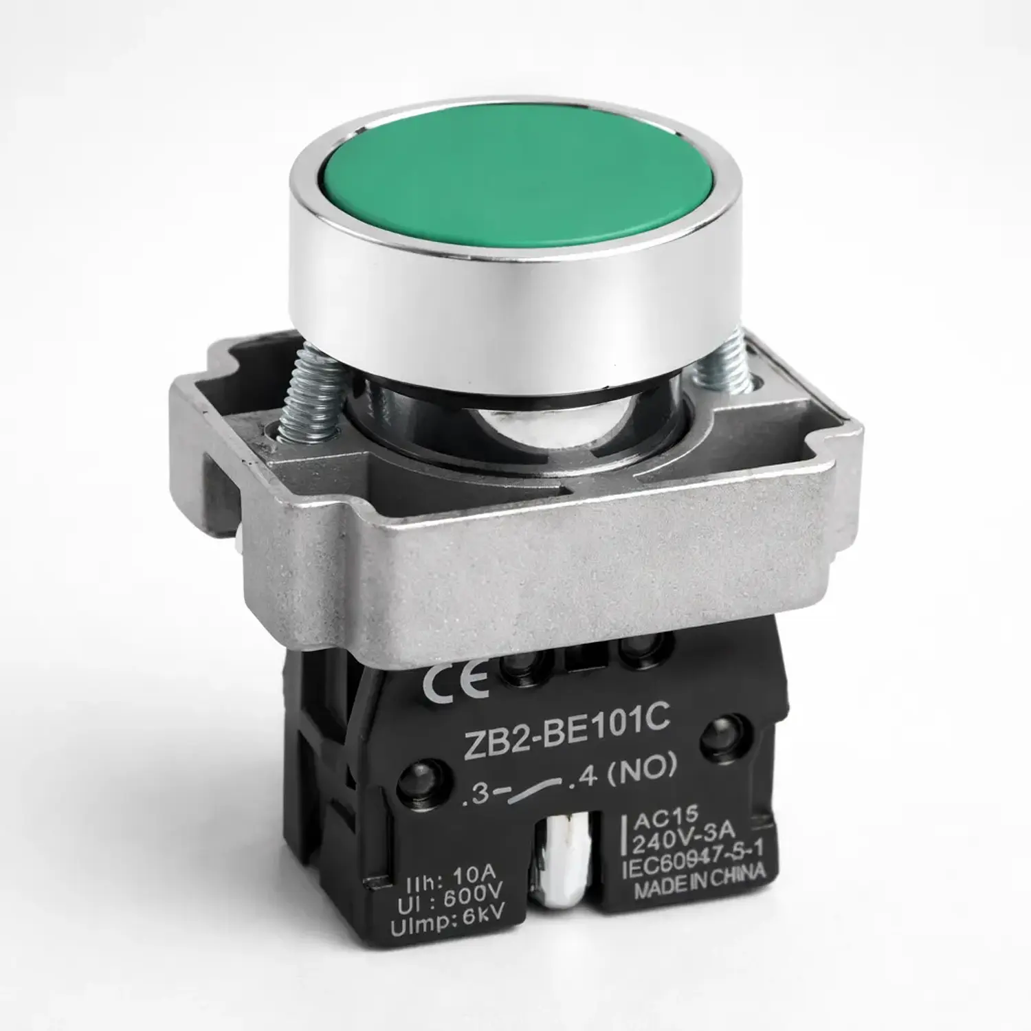 Botón Pulsador Metálico De Partir 22mm Verde 1