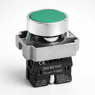 Botón Pulsador Metálico De Partir 22mm Verde