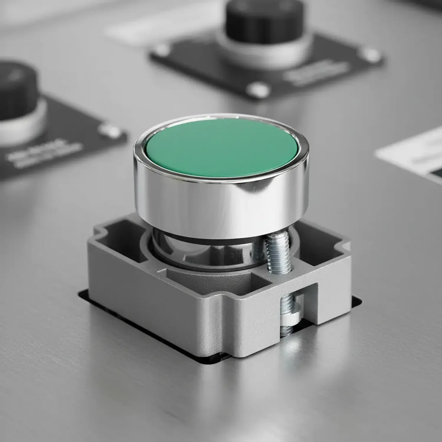 Botón Pulsador Metálico De Partir 22mm Verde 2
