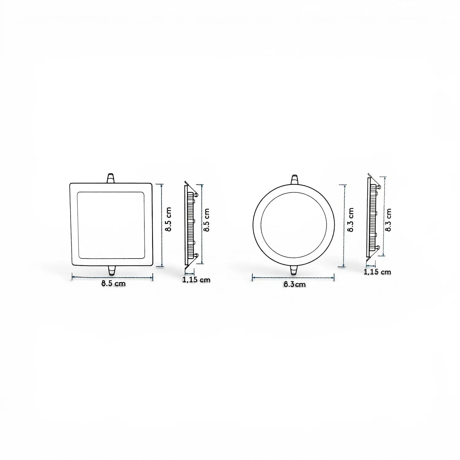 Panel Led Foco Plafón Embutido Redondo 3w 8.3cm Luz Fria, Diámetro 3