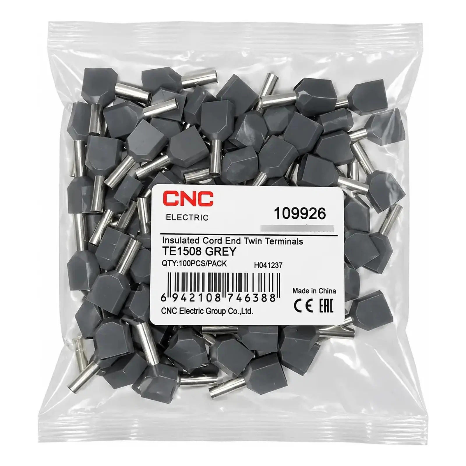 Terminal Ferrul Ferrule Doble 1.5mm Gris 100und