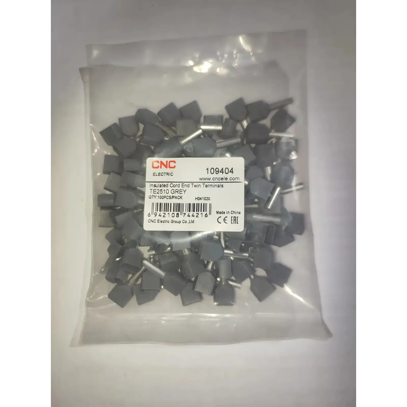 Terminal Ferrul Ferrule Doble 2.5mm Gris 100und