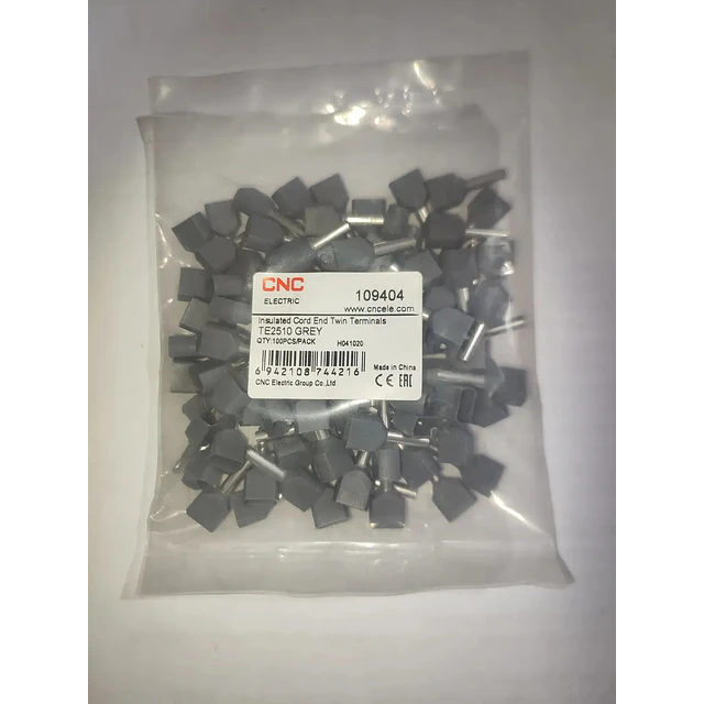 Terminal Ferrul Ferrule Doble 2.5mm Gris 100und