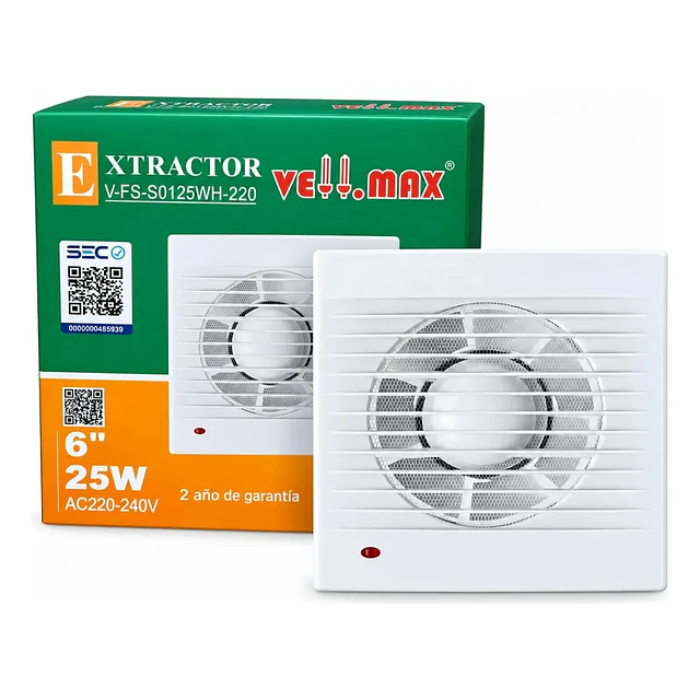 Extractor Ventilador Aire 6 Pulgada 25w 220v Baño Cocina Sec