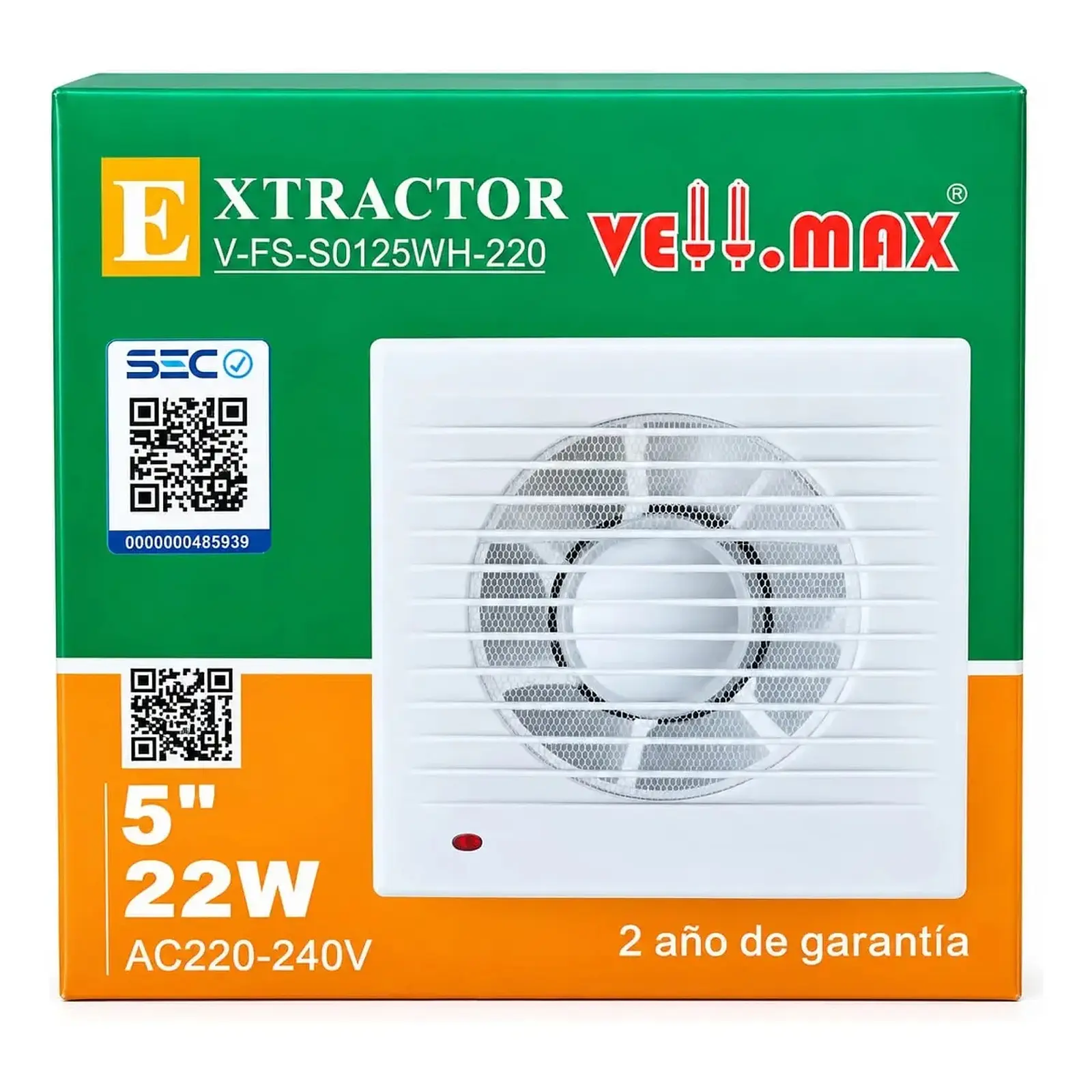 Extractor Ventilador Aire 5 Pulgada 22w 220v Baño Cocina Sec