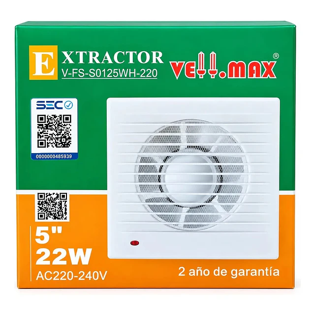 Extractor Ventilador Aire 5 Pulgada 22w 220v Baño Cocina Sec