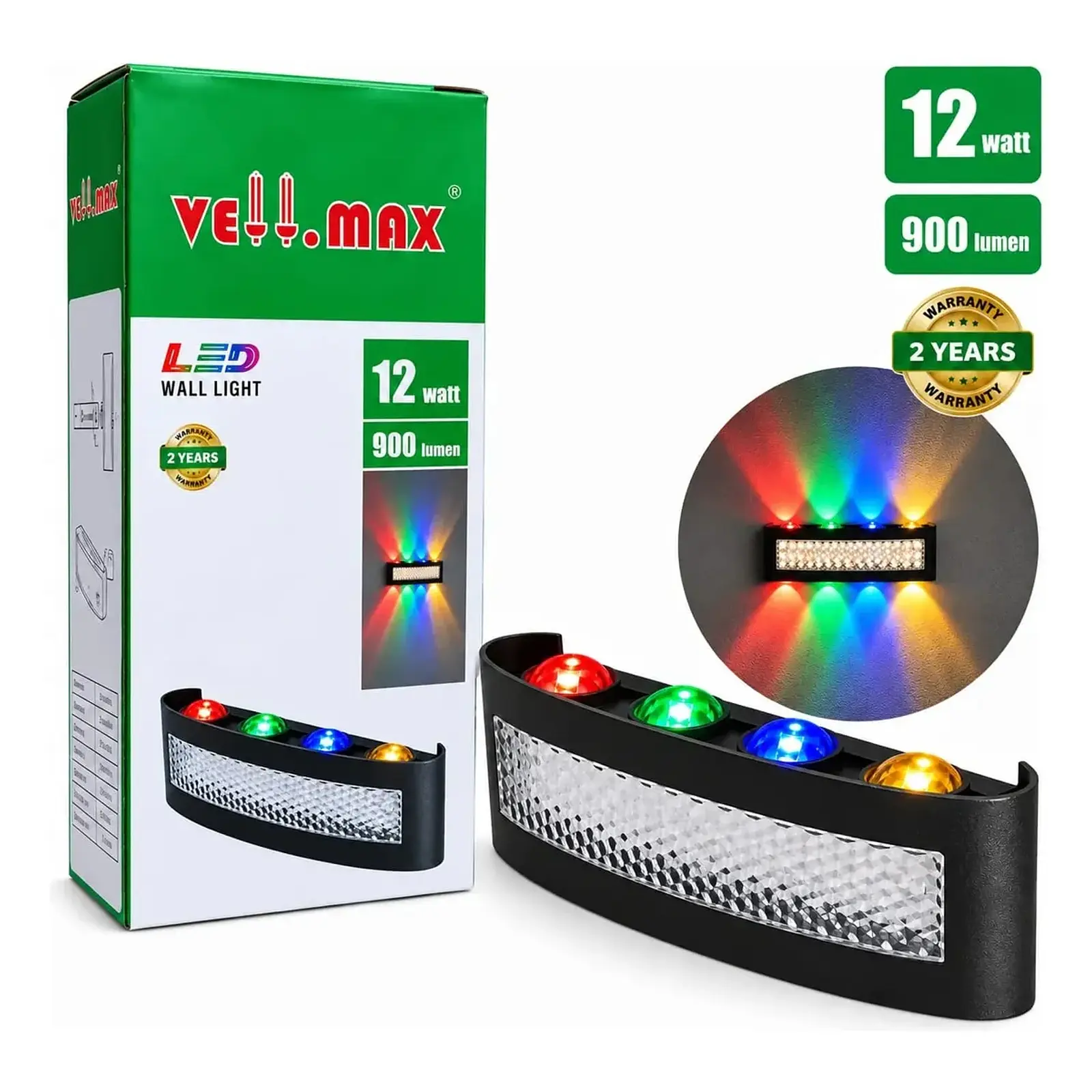 Aplique Led De Muro 12w Rgb + Luz Cálida Bidireccional Ip54