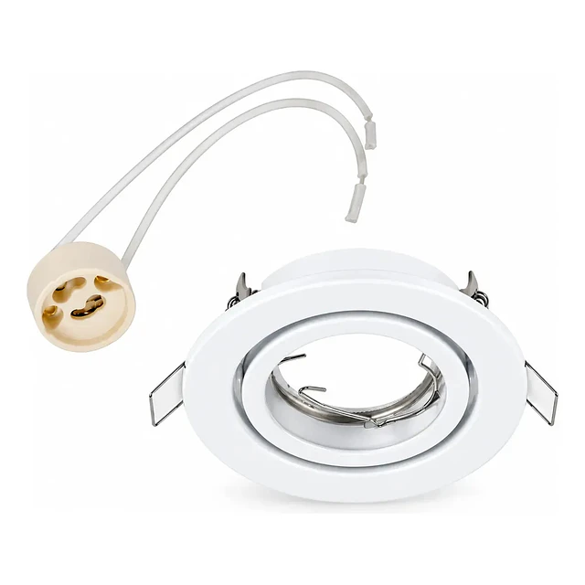 Foco Embutido Dirigible Para Gu10 Aro Redondo + Soque VELLMAX BLANCO