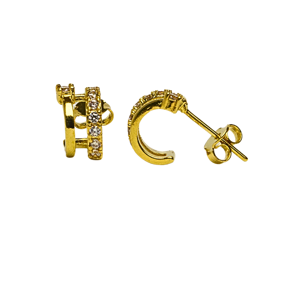 Aros argollas con circones enchapado en oro 1