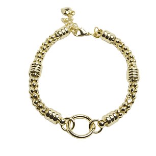 Pulsera espiga con eslabón redondo enchapado oro