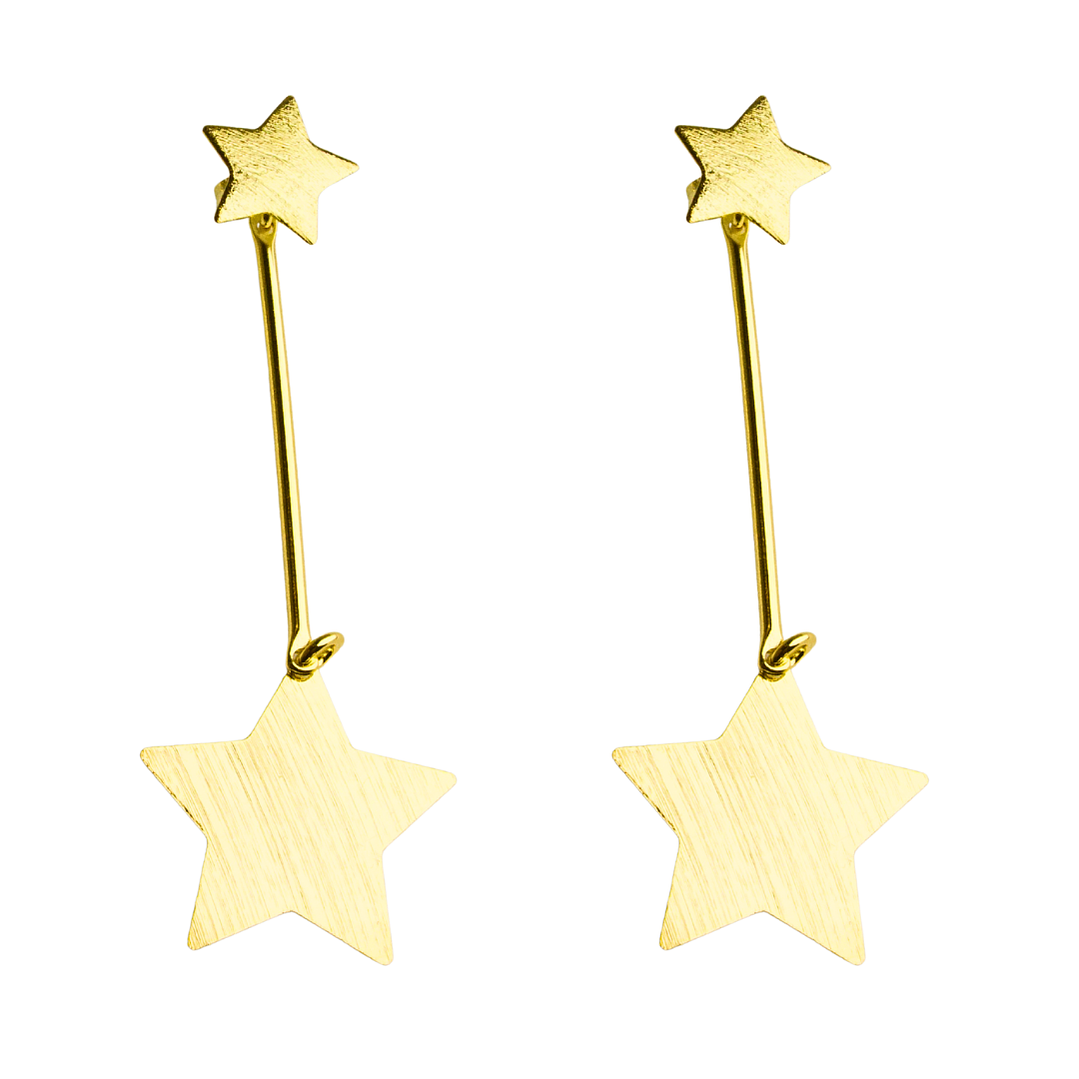 Aros colgantes con estrella enchapado en oro 1