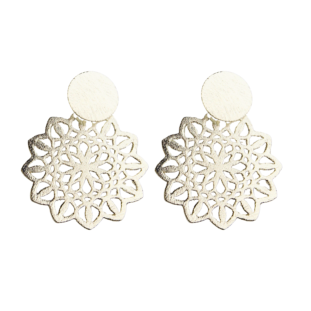 Aros mandala plano enchapado en plata 1