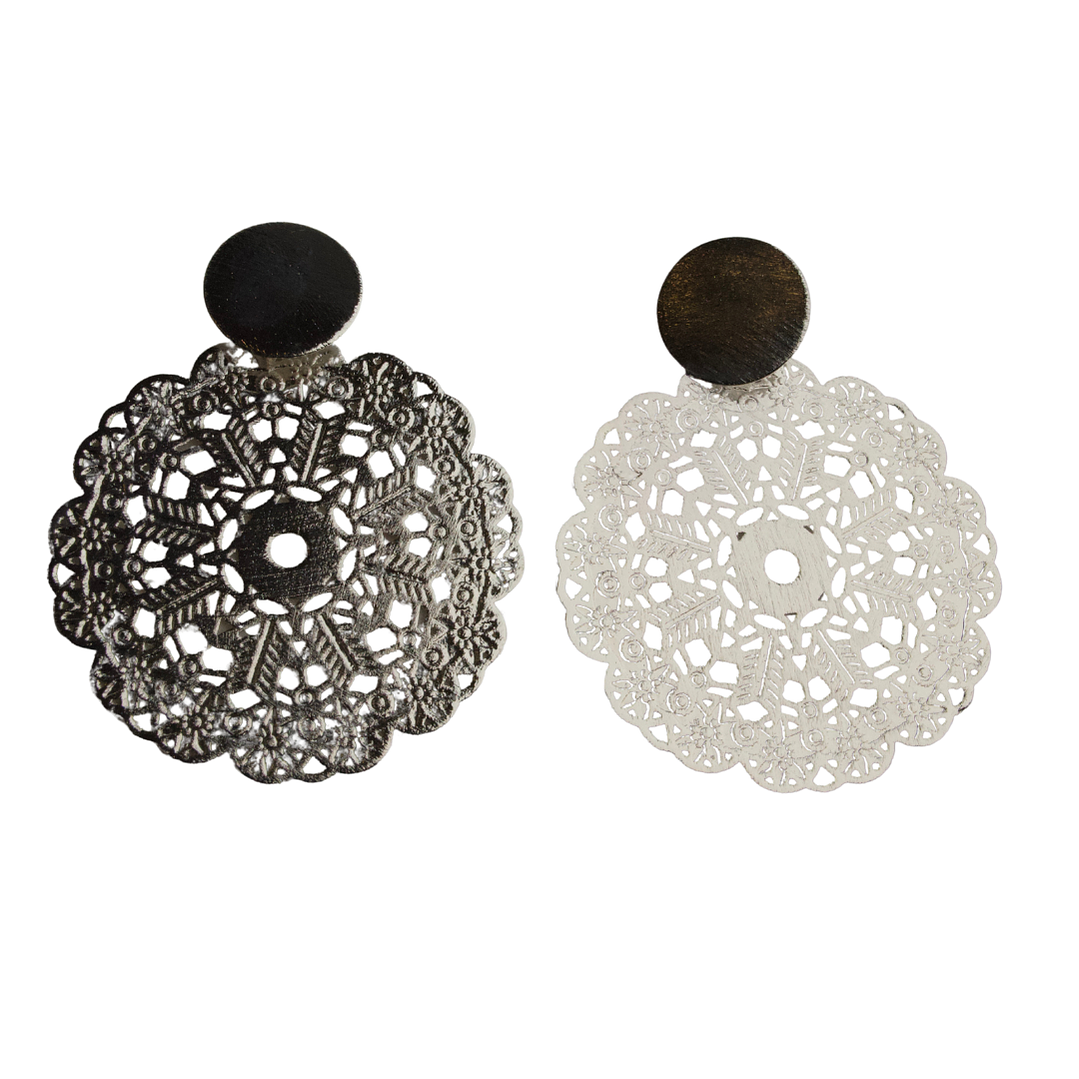 Aros mandala delgado enchapado en plata 1