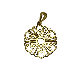Colgante flor delicada con circones enchapada oro