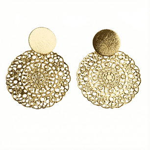 Aros mandala intrincado enchapado en Oro