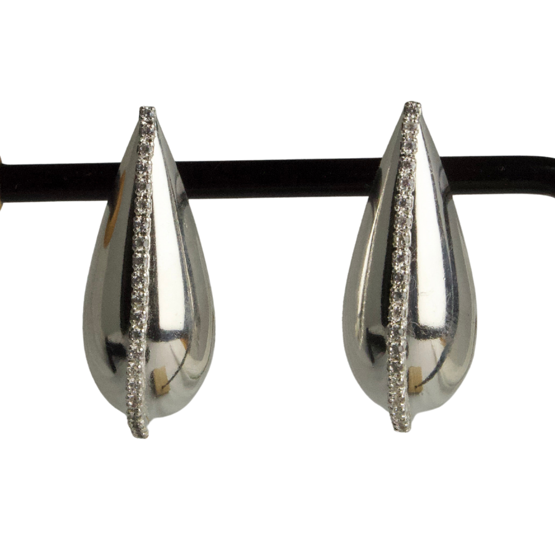 Aros con cinta de circones enchapado en plata 1