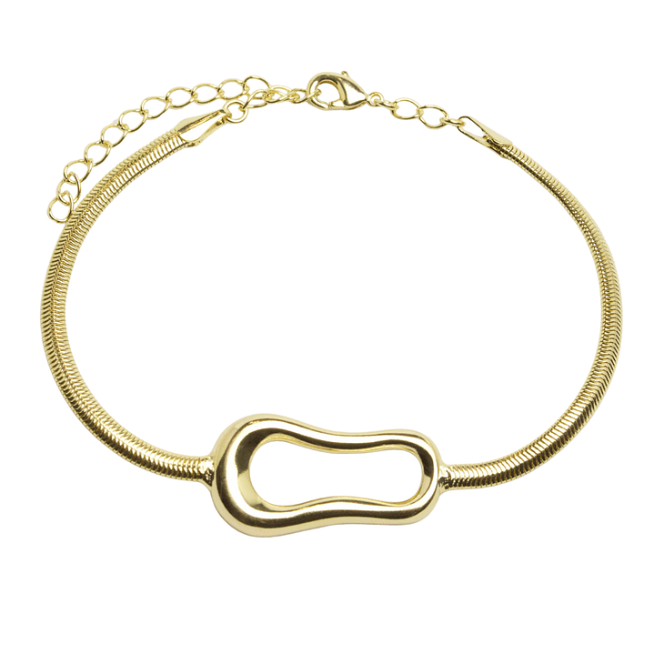 Pulsera oblonga con cinta enchapada en oro 1