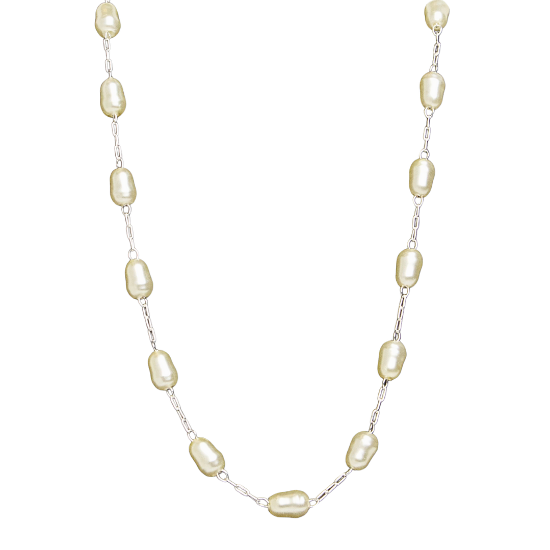 Collar enchapado en plata con perla de río 1