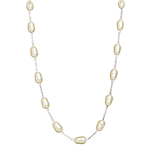 Collar enchapado en plata con perla de río