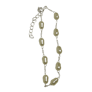 Pulsera cadena enchapada en plata con perlas de río
