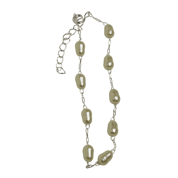 Pulsera cadena enchapada en plata con perlas de río 1