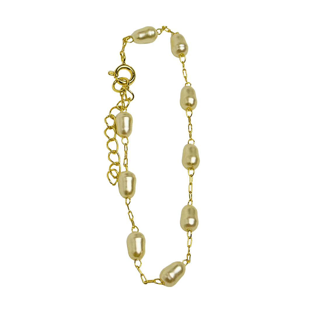 Pulsera cadena enchapada en oro con perlas de río 1
