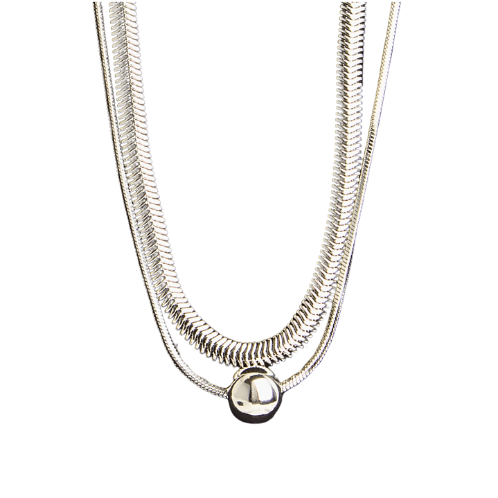 Collar doble con balín enchapado en plata 1