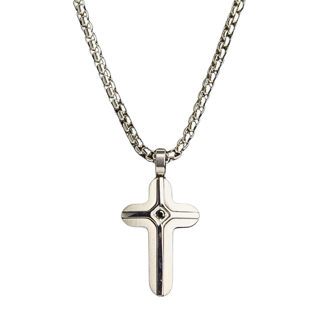 Collar Cruz con circón enchapado en plata 1