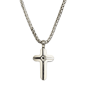 Collar Cruz con circón enchapado en plata