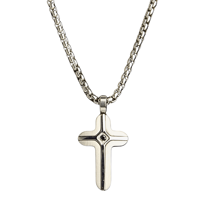 Collar Cruz con circón enchapado en plata 1