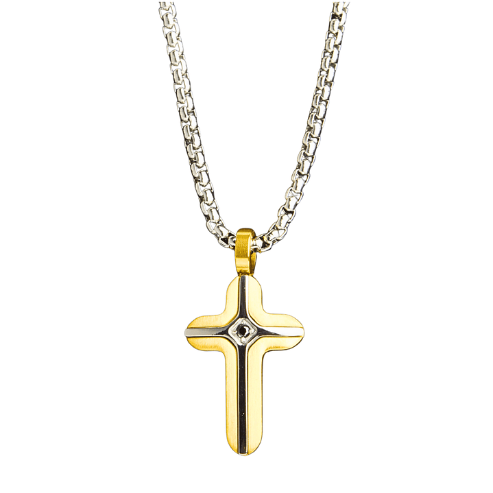 Collar Cruz con circón enchapado en oro 1