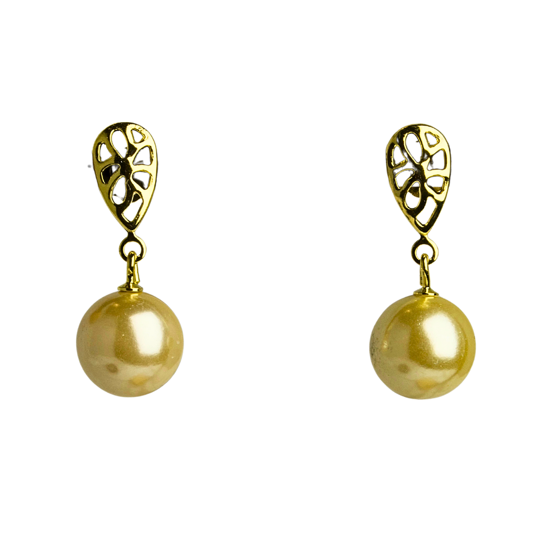 Aros perlas colgantes enchapado en oro 1