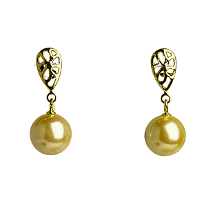 Aros perlas colgantes enchapado en oro
