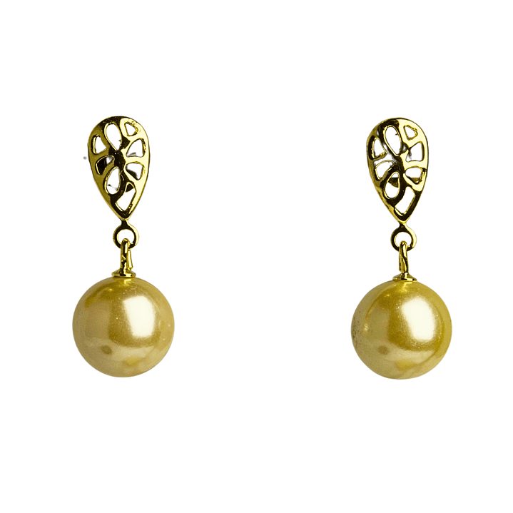 Aros perlas colgantes enchapado en oro 1