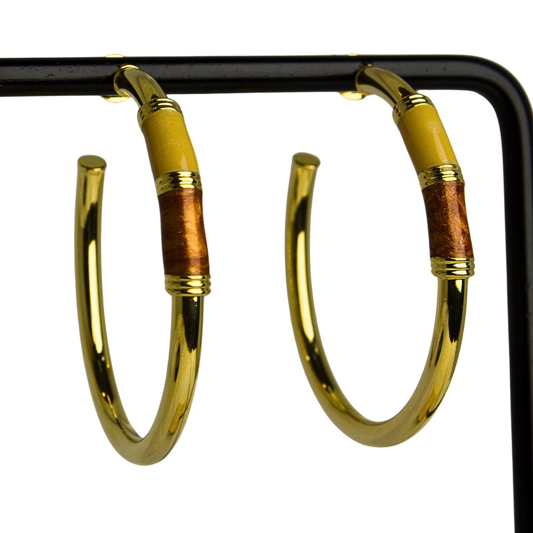 Aros argolla con resina enchapado en oro 1