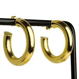 Aro argolla tubo satinada enchapada en oro