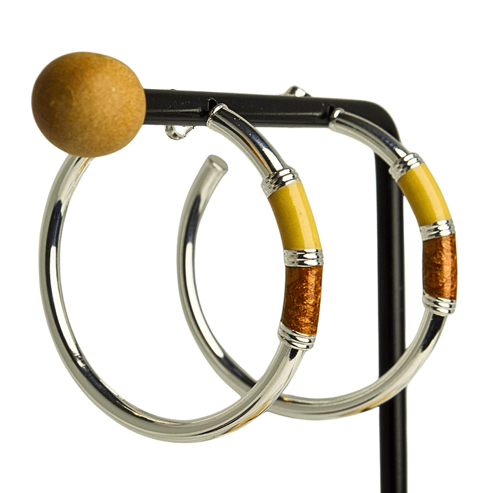 Aro argolla con resina enchapado en plata 1