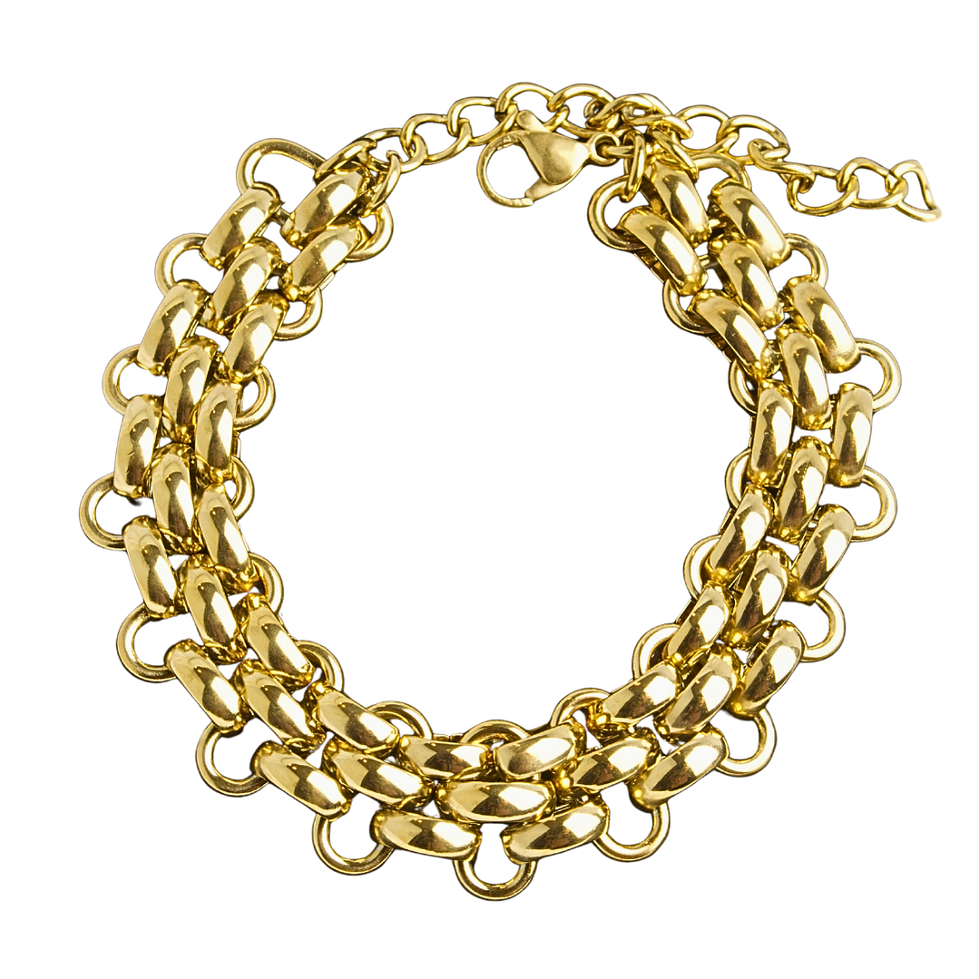 Pulsera eslabon trenzado enchapada en oro 1